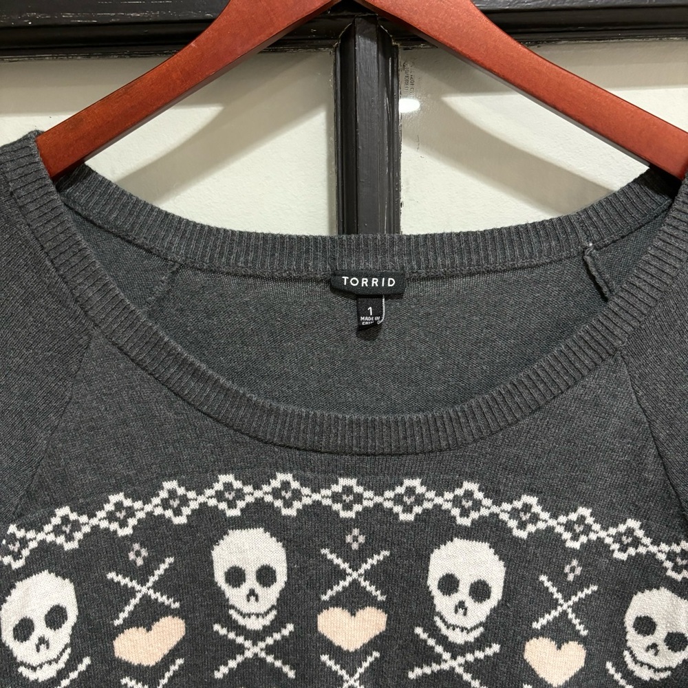 Torrid Skull Fair Isle Crew Neck Sweater Pullover Size 1X Comfy Casual Size 1X - Picture 13 of 14